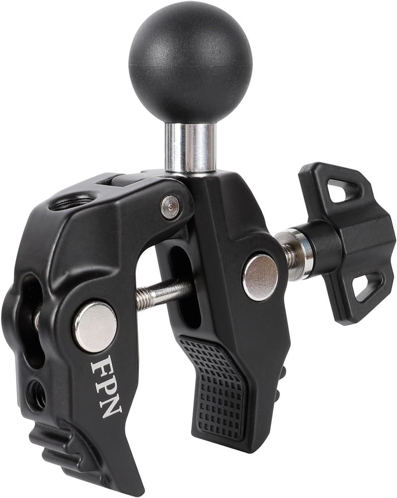 FPN Aluminum Alloy 1" Ball Handlebar Clamp Mount for 0.5-2.0 inch Poles, Compatible with RAM Mounts B Size Double Socket Arm and Motorcycle/Bike Phone Mount - Image 1